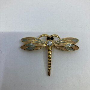 Vtg BOUCHER signed dragonfly enamel  brooch